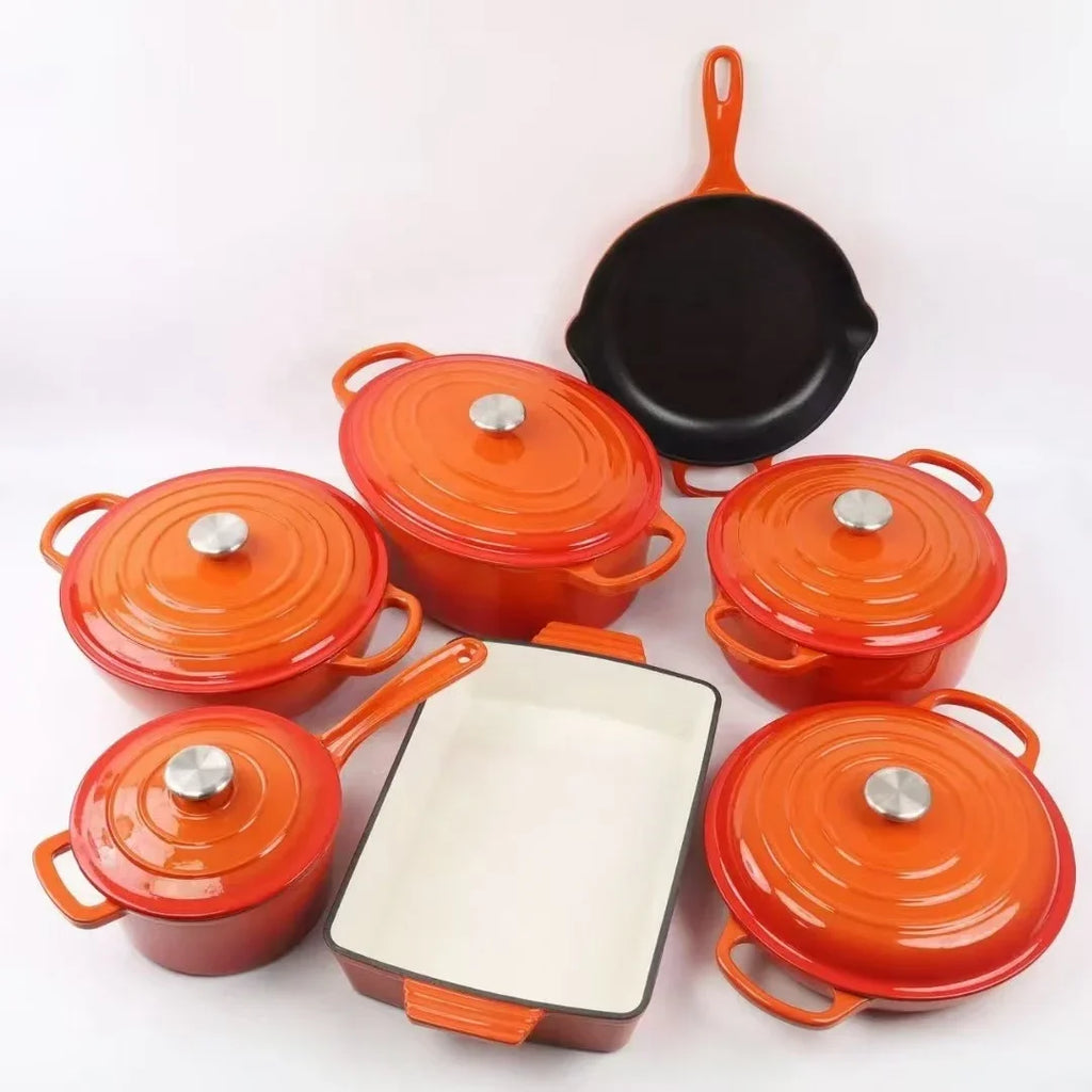 Premium Orange Cast Iron Cookware