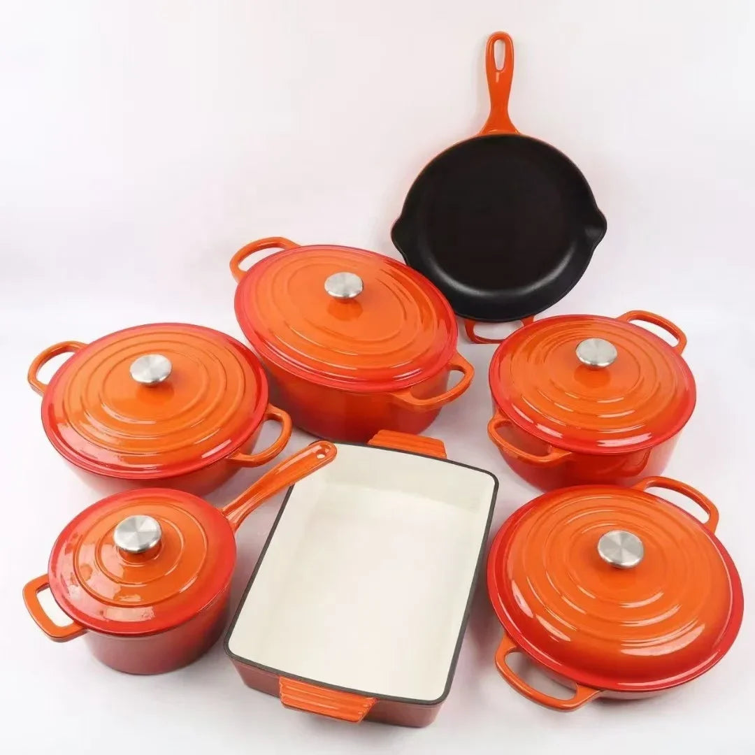 Premium Orange Cast Iron Cookware