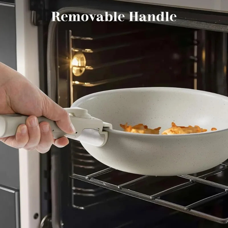 12 Piece Nonstick Pots and Pans Set with Detachable Handle