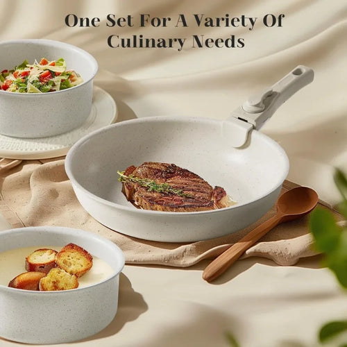 12 Piece Nonstick Pots and Pans Set with Detachable Handle